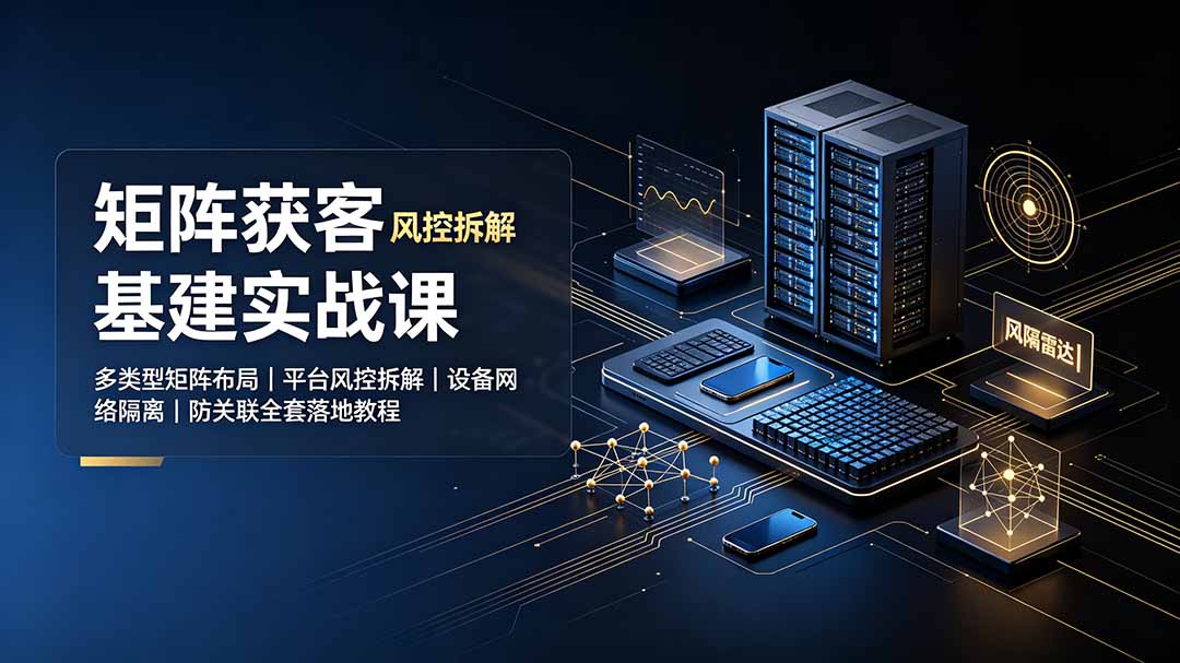 矩阵获客基建实战课:多类型矩阵布局|平台风控拆解|设备网络隔离|防关联全套落地教程-资源共享