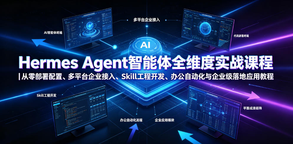 Hermes Agent智能体全维度实战课程｜从零部署配置、多平台企业接入、Skill工程开发、办公自动化与企业级落地应用教程-资源共享