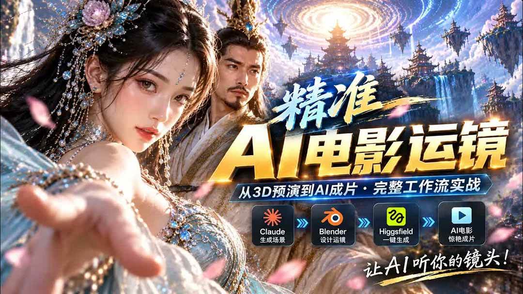 （20503期）AI视频终于能精准运镜了！Claude + Blender + Higgsfield 免费插件实测-资源共享