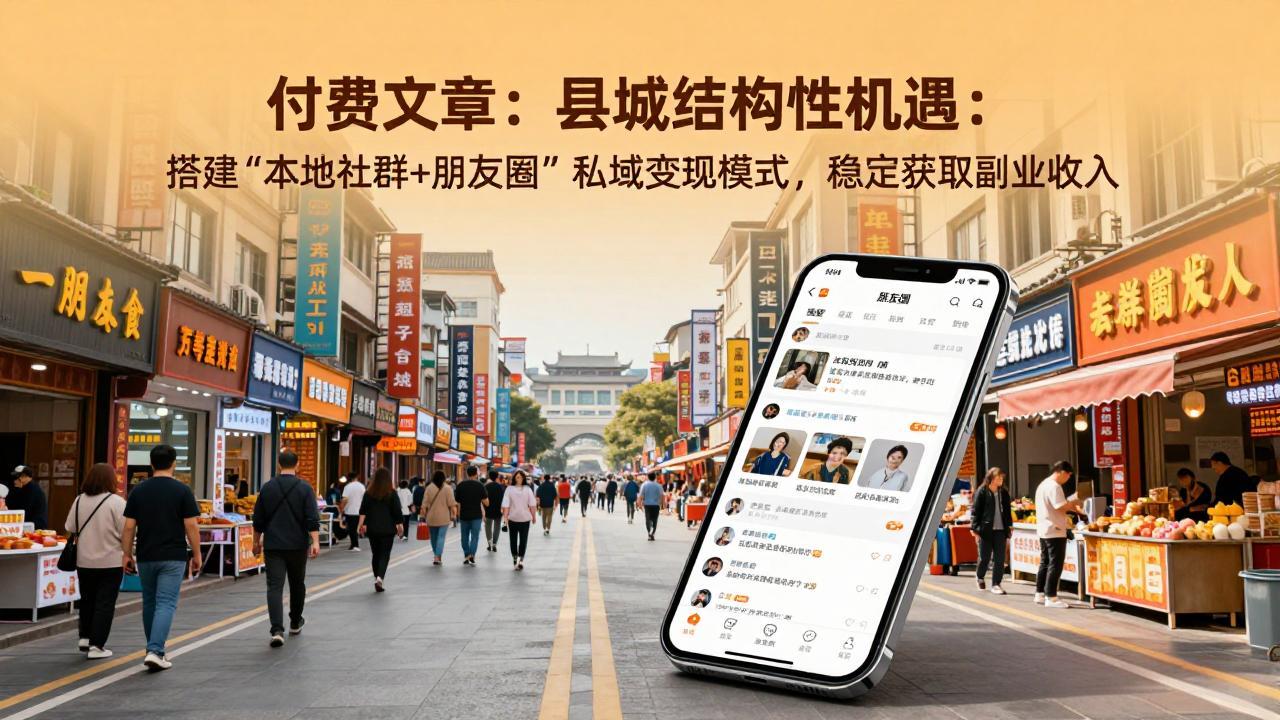 付费文章：县城结构性机遇：搭建“本地社群+朋友圈”私域变现模式，稳定获取副业收入-资源共享