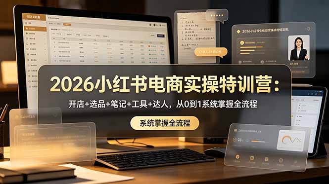 2026小红书电商实操特训营:开店+选品+笔记+工具+达人,从0到1系统掌握全流程-资源共享