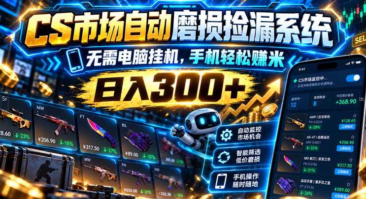 (21277期)CS市场自动磨损捡漏系统,无需电脑挂机,手机轻松赚米,日入300+ (21277期)CS市场自动磨损捡漏系统,无需电脑挂机,手机轻松赚米,日入300+