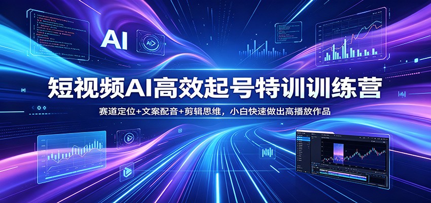 短视频AI高效起号特训训练营：赛道定位+文案配音+剪辑思维，小白快速做出高播放作品-资源共享