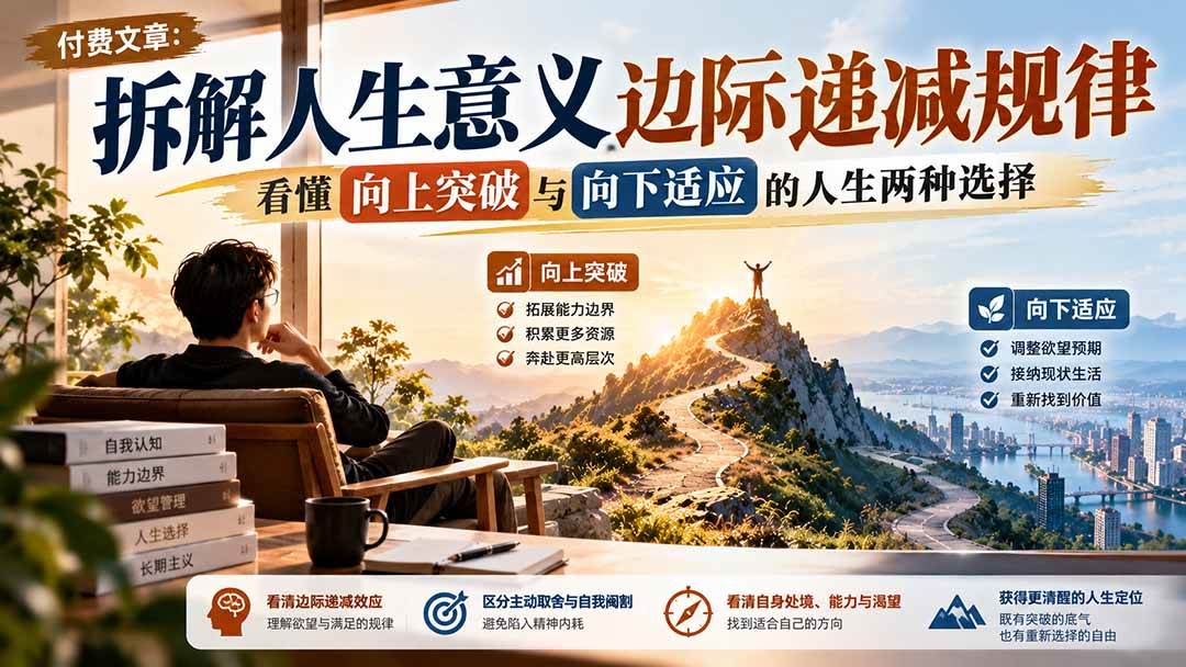(21233期)付费文章:拆解人生意义边际递减规律,看懂向上突破与向下适应的人生两种选择-资源共享