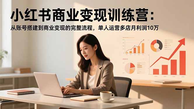 小红书商业变现训练营：从账号搭建到商业变现的完整流程，单人运营多店月利润10万-资源共享