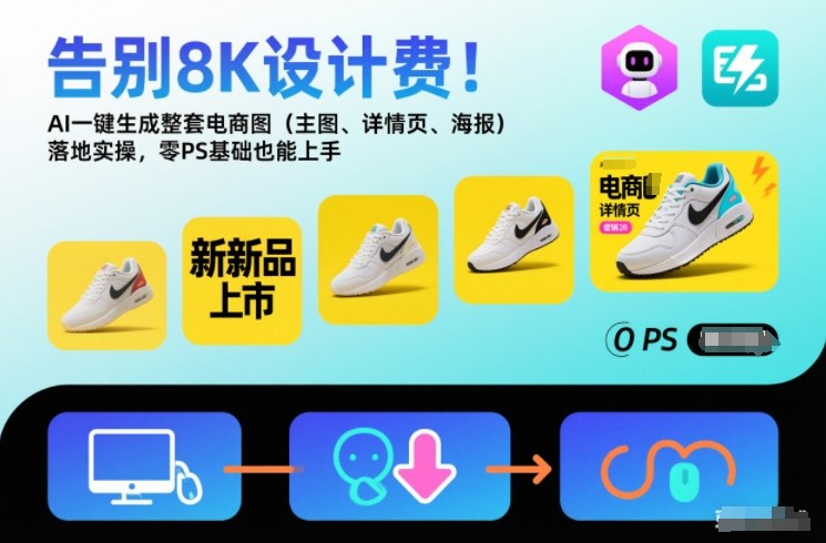 告别8K设计费！AI一键生成整套电商图(主图、详情页、海报)落地实操，零PS基础也能上手-资源共享