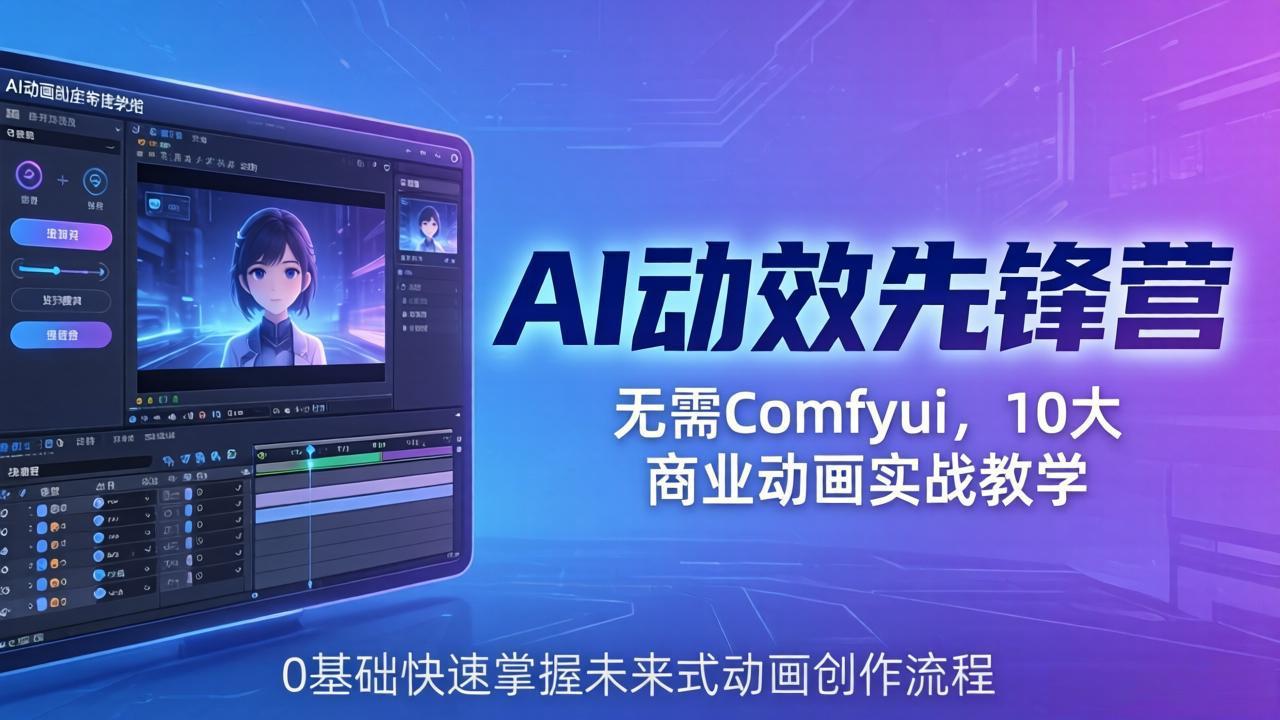 AI 动效先锋营：无需Comfyui，10大商业动画实战教学，0基础快速掌握未来式动画创作流程-资源共享