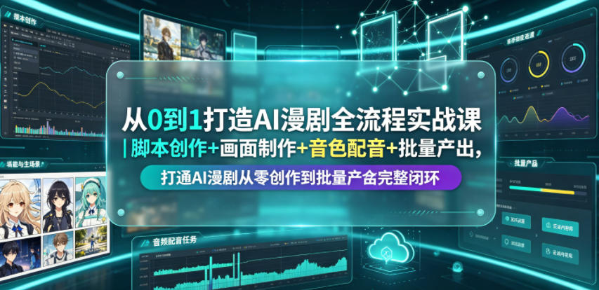 从0到1打造AI漫剧全流程实战课|脚本创作+画面制作+音色配音+批量产出,打通AI漫剧从零创作到批量量产完整闭环-资源共享