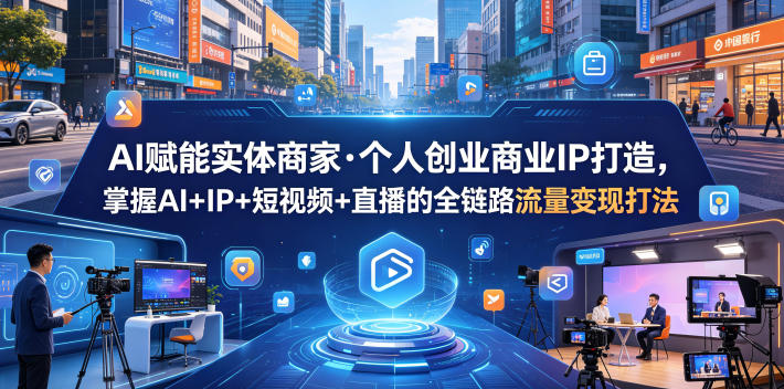 AI赋能实体商家·个人创业商业IP打造,掌握AI+IP+短视频+直播的全链路流量变现打法-资源共享