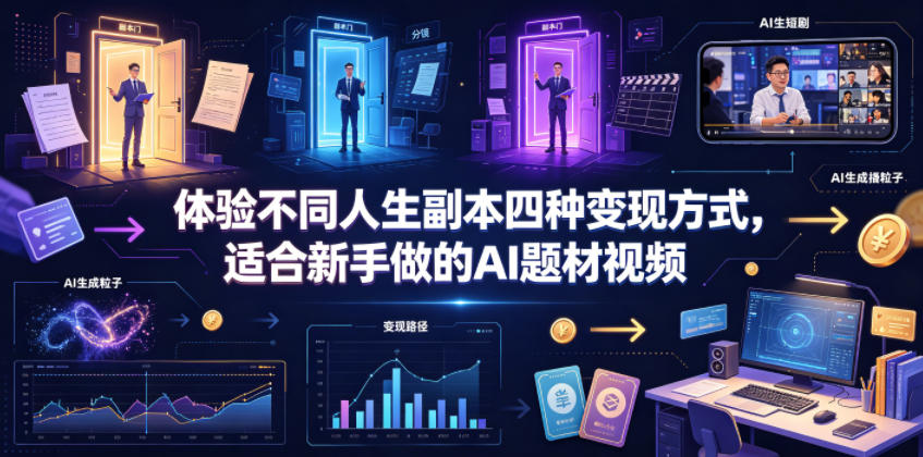 体验不同人生副本四种变现方式,适合新手做的AI题材视频-资源共享