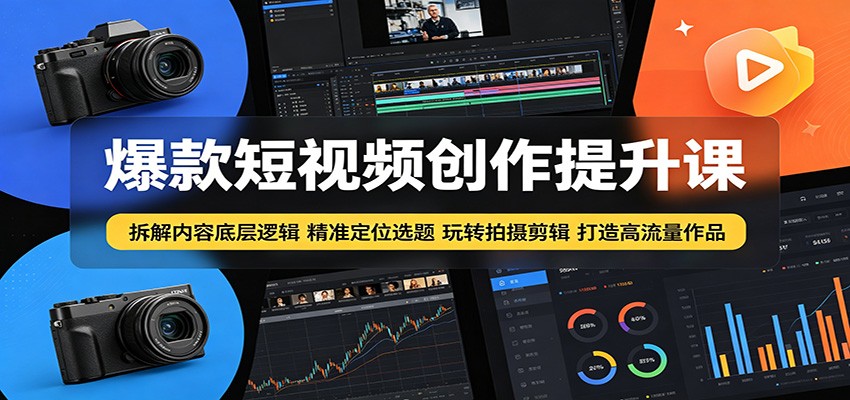 爆款短视频创作提升课:拆解内容底层逻辑,精准定位选题玩转拍摄剪辑打造高流量作品-资源共享