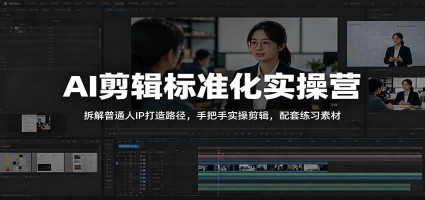 AI剪辑标准化实操营:拆解普通人IP打造路径,手把手实操剪辑,配套练习素材-资源共享