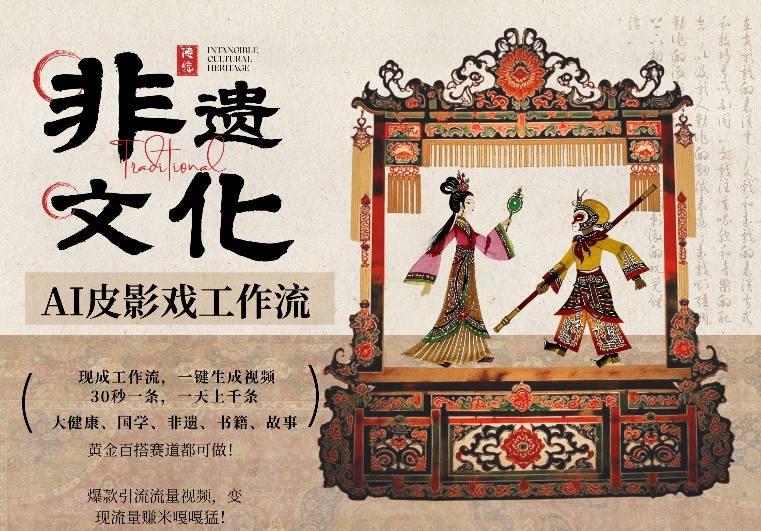 AI一键生成民俗文化非遗皮影戏视频，一刀不剪无需剪辑，30S一条，一天上百条，流量财富嘎嘎猛-资源共享