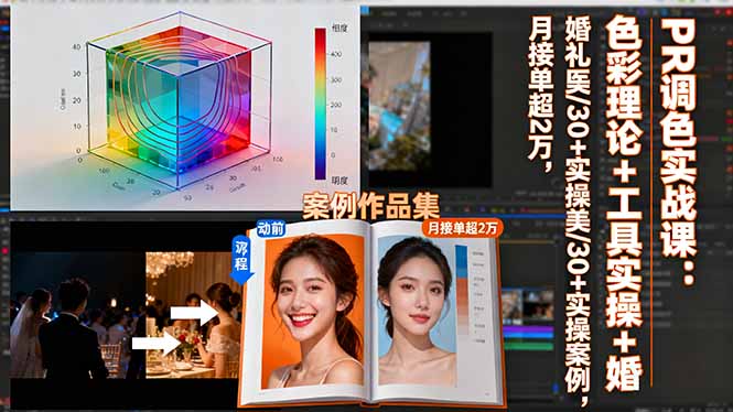 PR调色实战课：色彩理论+工具实操+婚礼医美/30+实操案例，月接单超2万-资源共享