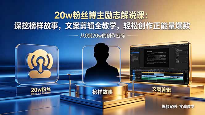 20w粉丝博主励志解说课：深挖榜样故事，文案剪辑全教学，轻松创作正能量爆款-资源共享