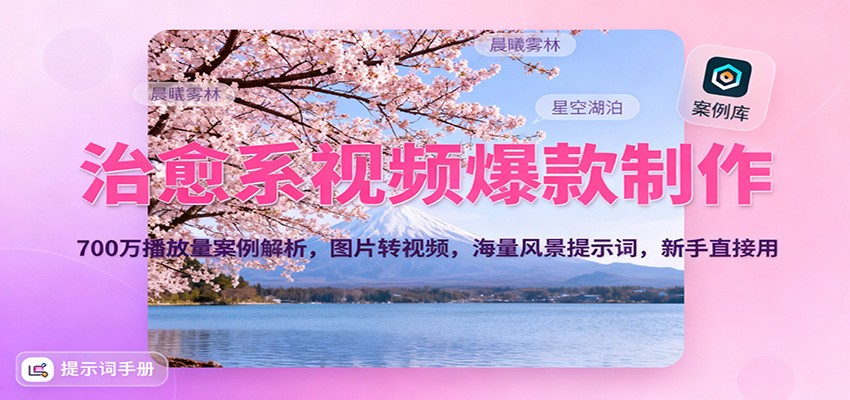 治愈系视频爆款制作，700万播放量案例解析，图片转视频，海量风景提示词，新手直接用-资源共享