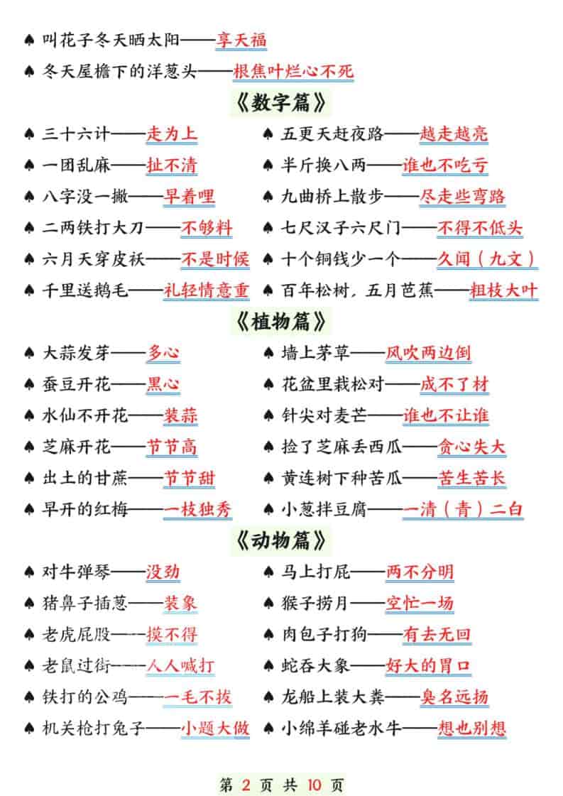 一年级下语文寒假预习晨读晚背（歇后语和谚语）-资源共享