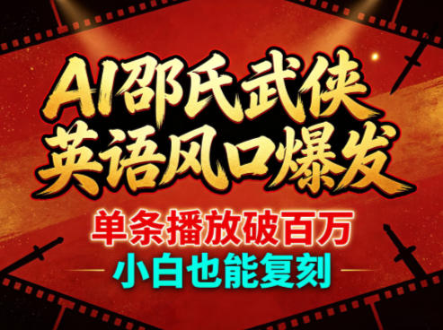 AI邵氏武侠英语风口爆发,单条播放破百万,小白也能复刻-资源共享