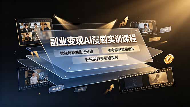 副业变现AI漫剧实训课程,智能体辅助生成分镜,参考素材批量出片,轻松制作流量短视频-资源共享