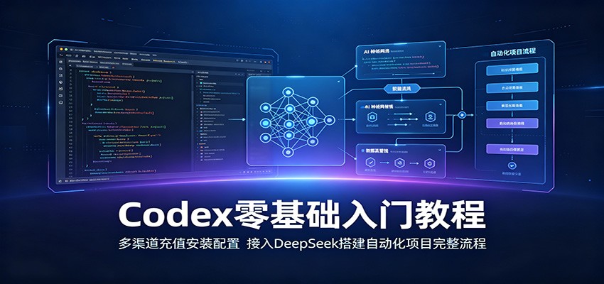 Codex零基础入门教程:多渠道充值安装配置,接入DeepSeek搭建自动化项目完整流程-资源共享
