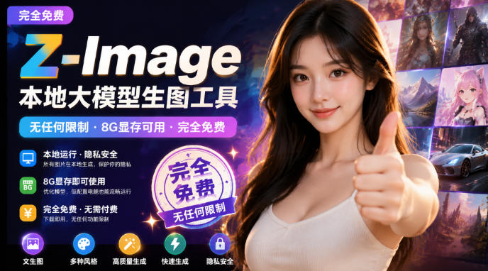 Z-Image本地大模型生图工具,无任何限制·8G显存可用·完全免费