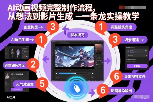 AI动画视频完整制作流程，从想法到影片生成一条龙实操教学-资源共享