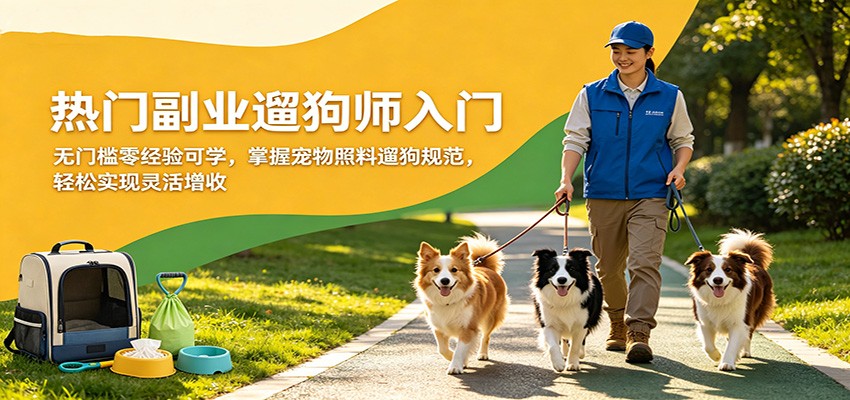 热门副业遛狗师入门，无门槛零经验可学，掌握宠物照料遛狗规范，轻松实现灵活增收-资源共享