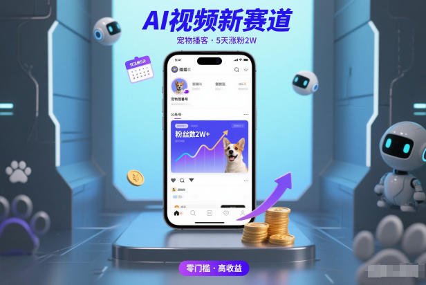 AI视频新赛道，宠物播客仅注册5天涨粉2W，收益非常可观-资源共享
