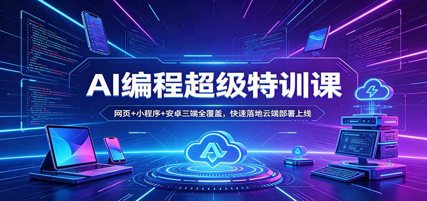 AI编程超级特训课：网页+小程序+安卓三端全覆盖，快速落地云端部署上线-资源共享