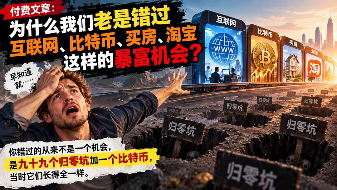（20834期）付费文章：为什么我们老是错过互联网、比特币、买 房、淘宝这样的暴富机会？-资源共享