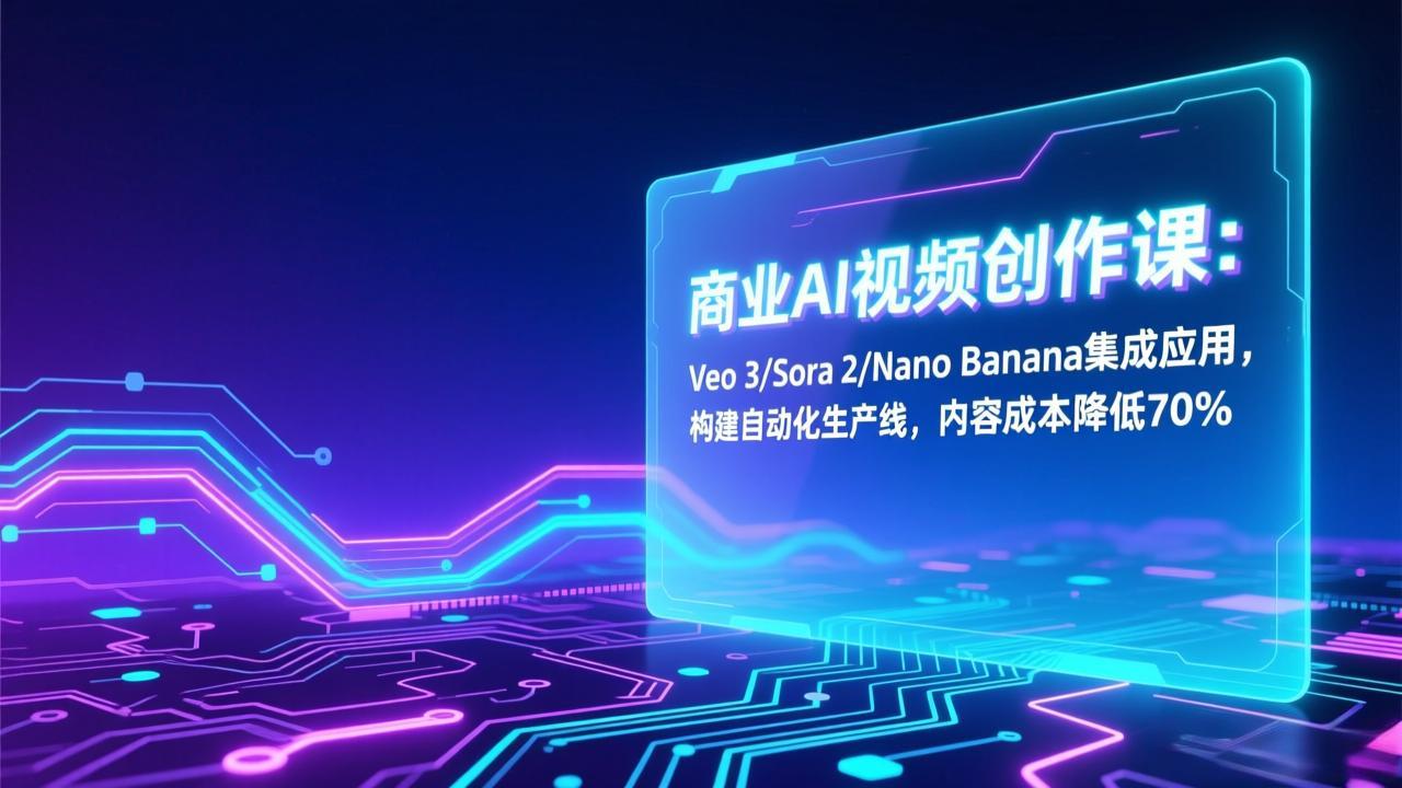 商业AI视频创作课：Veo 3/Sora 2/Nano Banana集成应用，构建自动化生产线，内容成本降低70%-资源共享