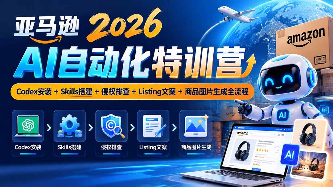 (20746期)亚马逊2026AI自动化-10月特训营:Codex安装+Skills搭建+侵权排查+Listing文案+商品图片生成全流程-资源共享