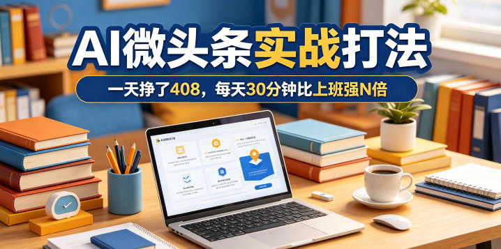 一天挣了408，AI微头条实战打法，每天30分钟比上班强N倍-资源共享
