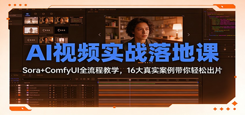 AI视频实战落地课：Sora+ComfyUI全流程教学，16大真实案例带你轻松出片-资源共享