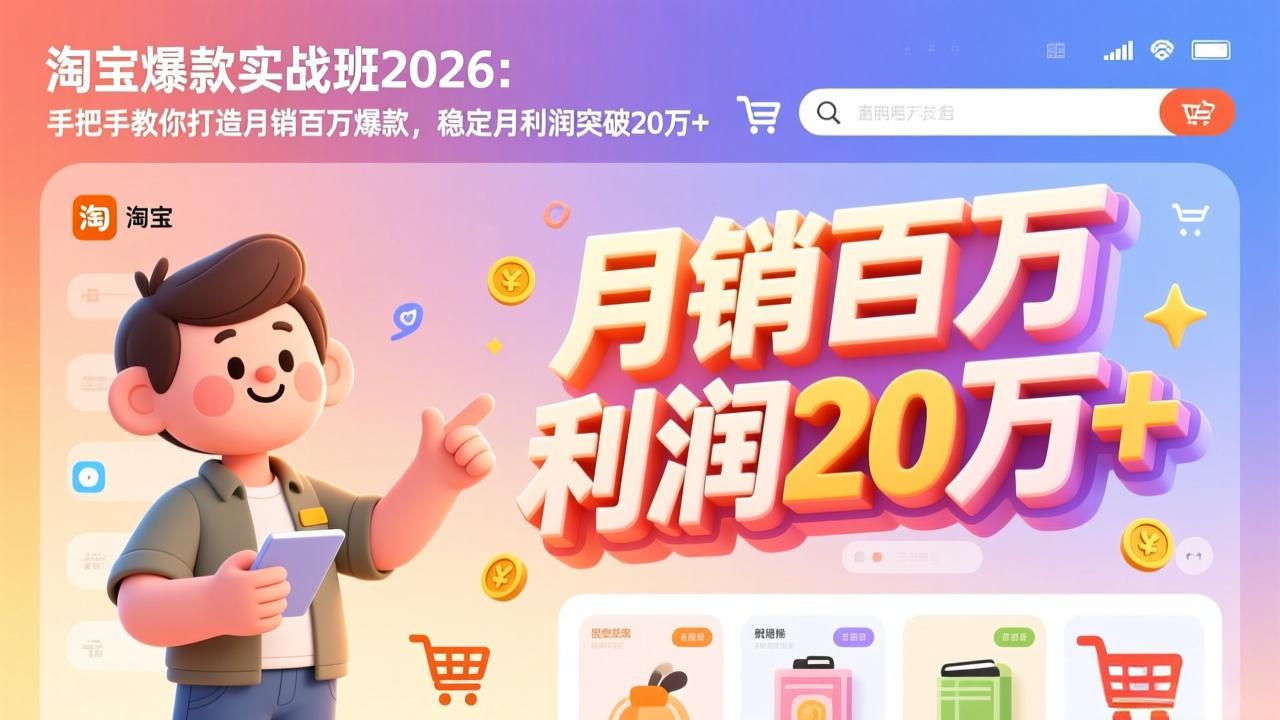 淘宝爆款实战班-2026年2月更新：手把手教你打造月销百万爆款，稳定月利润突破20万+-资源共享