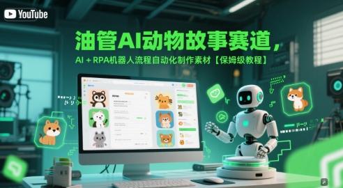 油管AI动物故事赛道，AI+RPA机器人流程自动化制作素材【保姆级教程】-资源共享
