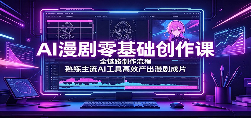 AI漫剧零基础创作课:全链路制作流程,熟练主流AI工具高效产出漫剧成片-资源共享