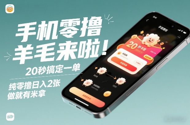 手机零撸薅羊毛来啦！20秒搞定一单，纯零撸日入2张，做就有米拿【揭秘】-资源共享