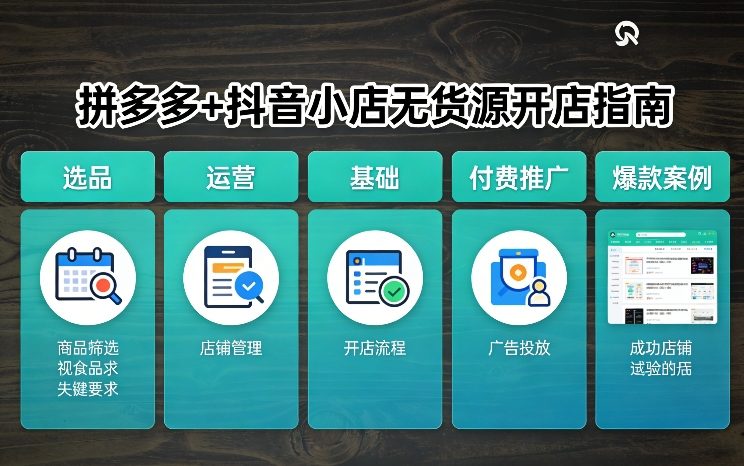 拼多多+抖音小店无货源开店，包括：选品、运营、基础、付费推广、爆款案例等(更新26年4月)-资源共享