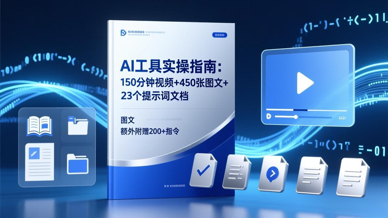 AI工具实操指南：150分钟视频+450张图文+23个提示词文档，额外附赠200+指令-资源共享