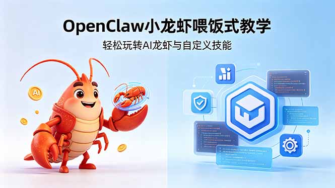 不用懂技术!OpenClaw小龙虾喂饭式教学,轻松玩转AI龙虾与自定义技能 (5月22更新-资源共享