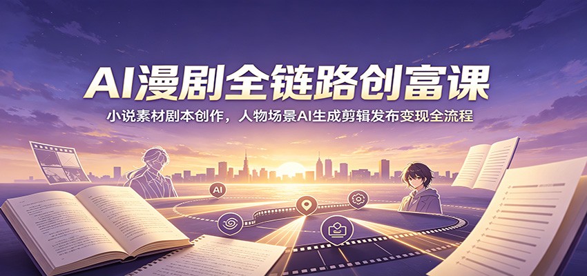 AI漫剧全链路创富课：小说素材剧本创作，人物场景AI生成剪辑发布变现全流程-资源共享
