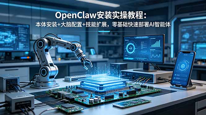 OpenClaw安装实操教程:本体安装+大脑配置+技能扩展,零基础快速部署AI智能体-资源共享