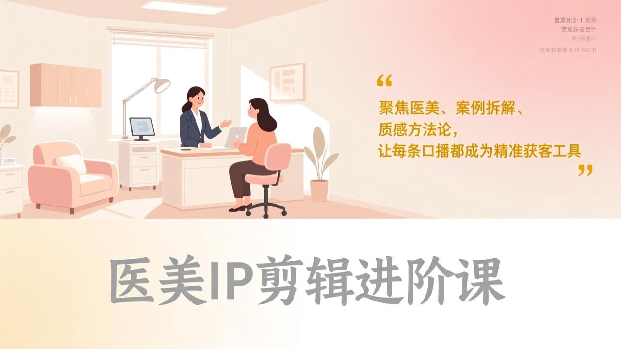 医美IP剪辑进阶课，聚焦医美、案例拆解、质感方法论，让每条口播都成为精准获客工具-资源共享