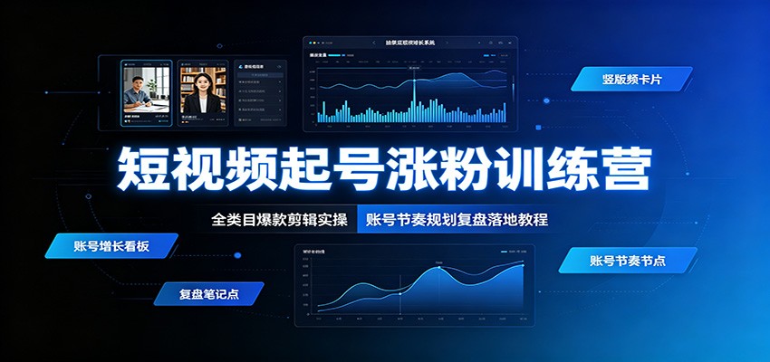 短视频起号涨粉训练营：全类目爆款剪辑实操，账号节奏规划复盘落地教程-资源共享