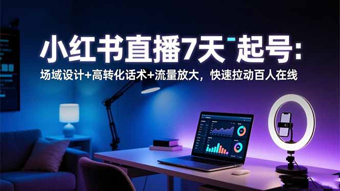 小红书直播7天起号：场域设计+高转化话术+流量放大，快速拉动百人在线-资源共享