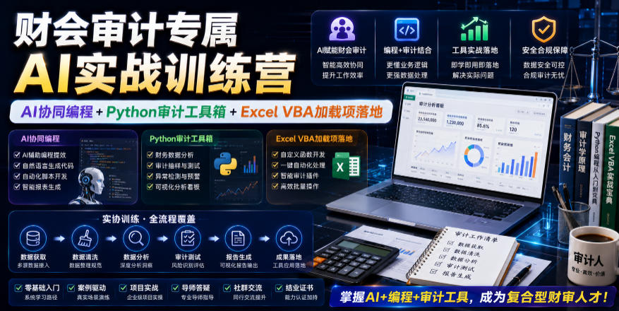 财会审计专属AI实战训练营｜AI协同编程+Python审计工具箱+Excel VBA加载项落地(更新0816)-资源共享