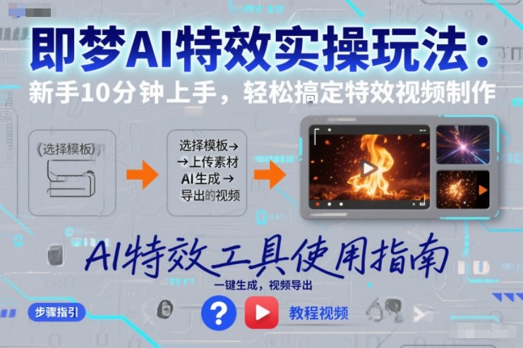 即梦AI特效实操玩法：新手10分钟上手，轻松搞定特效视频制作-资源共享