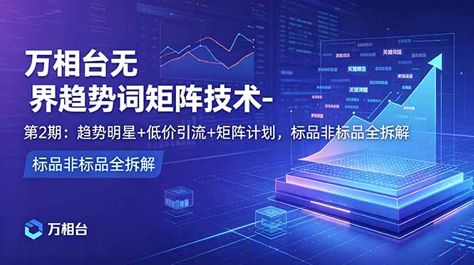 万相台无界趋势词矩阵技术-第2期:趋势明星+低价引流+矩阵计划,标品非标品全拆解-资源共享