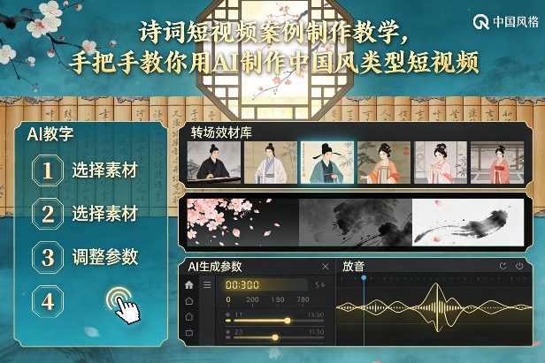 古诗词短视频案例制作教学，手把手教你用AI制作中国风类型短视频-资源共享